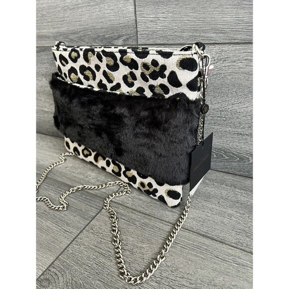 America and Beyond Faux Fur Convertible Clutch w/ Strap bag - Picture 3 of 10